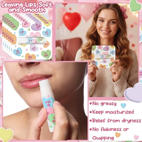 Image of 24 Pcs Valentine Lip Balm Bulk Gifts for Girls, Party Favors, Classroom Rewards, Travel Size Lip Moisturizer, Pride Month Exchange Bridal Pink Heart True Love