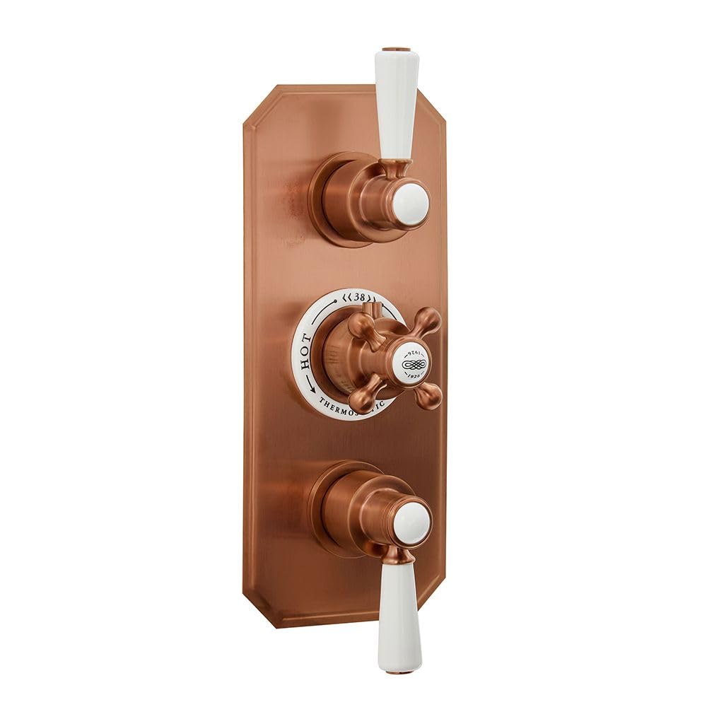 Milano Brushed Copper Elizabeth 3 Outlet Concealed Diverter Thermostatic Mixer Shower Valve