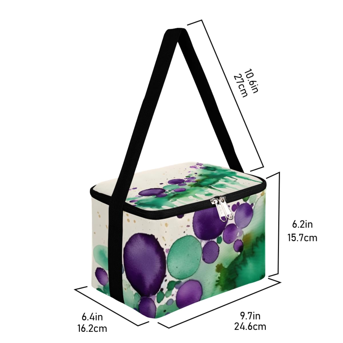 GzLeyigou Lunch Bags for Women Men 9 Cans,Ink Splashes Hot & Cold Food Delivery Bag Insulated Grocery Bag Insulated Lunch Box Colorful Watercolor Cooler Bag for Office Work Picnic Beach