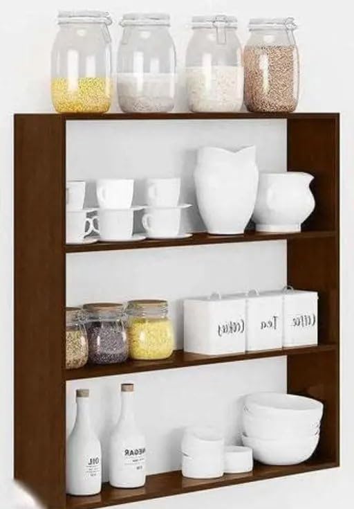 Image of Wall-Mounted Wooden Kitchen Storage Cabinet | Kitchen Wall Shelf Rack for Spice & Utensil Organizer