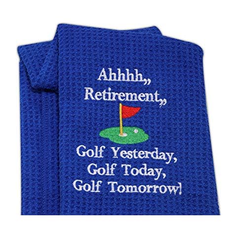 LEVLO Ahhhh Retirement Golf Towel with Clip Cover