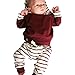 Produktbild Kleidung Set Baby,Long Sleeve Pullover 2pcs Clothes Set Striped Hoodie Tops+Pants Outfits Weihnachtskleidung Kleinkind Outfits by Dragon (Rot, 3M)