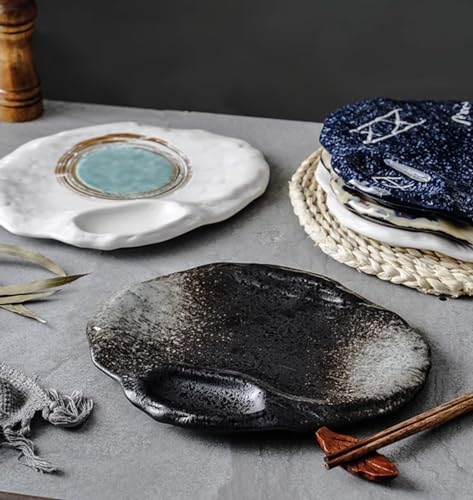 Plato de porcelana estilo japonés con soporte para salsa miniatura 4