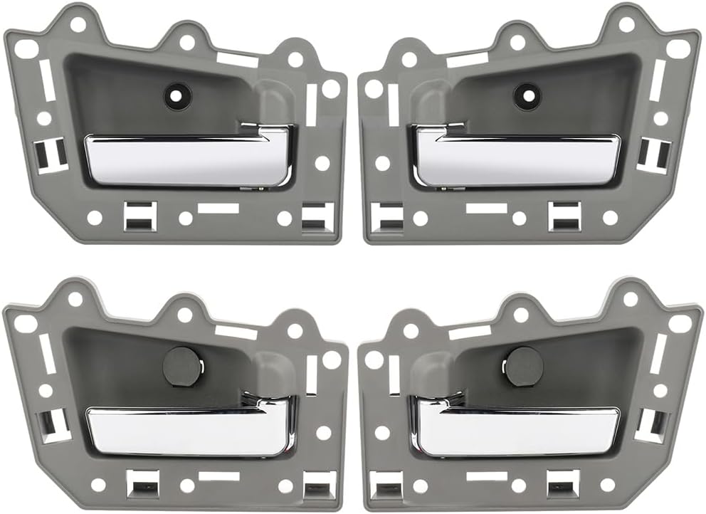 OCPTY Door Handles Interior Front Rear Driver Left Passenger Right Side Replacement fit for 2005-2010 for Jeep Grand Cherokee Gray Housing w/Chrome Lever 4pcs