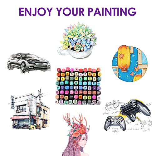 Gollense Alcohol Markers, 80 Colors Drawing Markers Set With Base, Dual Tip Artist Art Markers Sketch Markers For Adult Kid Coloring Book, Illustration Painting Card Making #TOP6