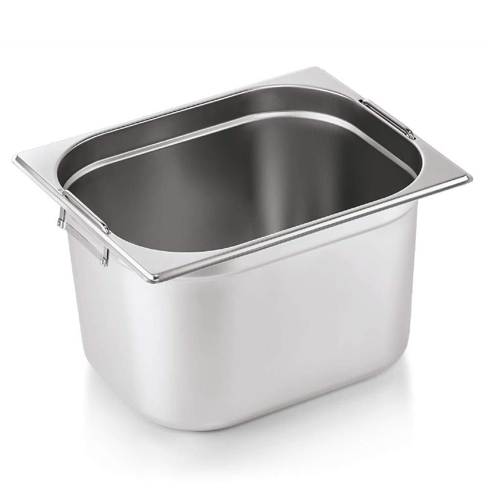 WAS 7312 200 Serie 73 Chromnickelstahl Gastronormbehälter mit Stapelrand, 12.5L, 1/2 GN, 325mm x 265mm x 200