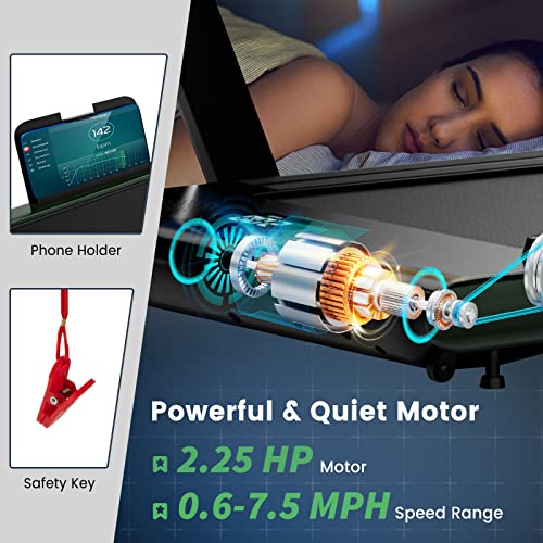 Image of Goplus 2 in 1 Folding Treadmill, 2.25HP Superfit Under Desk Electric Treadmill, Installation-Free with Remote Control, APP Control and LED Display, Walking Jogging for Home Office