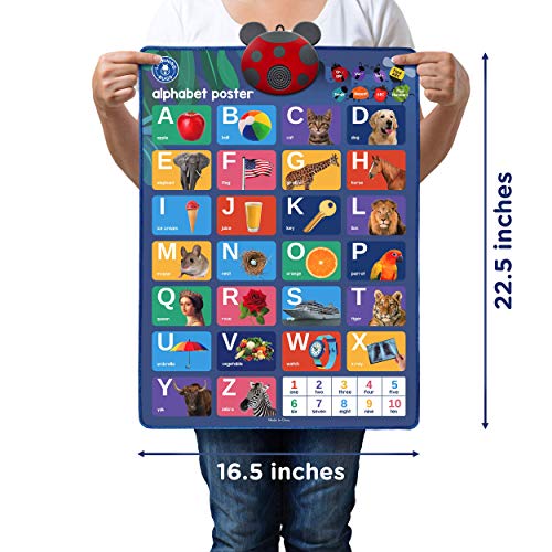 LEARNING BUGS Interactive ABC & 123s Talking Poster & Musical Wall Chart, Best Educational Toy for 2 Year olds and 3 Year olds. Electronic Toddler Toys for Boys & Girls. - Thumbnail 6