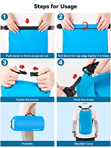 Image of HEETA Waterproof Dry Bag for Women Men, 5L /10L /20L /30L /40L Roll Top Lightweight Dry Storage Bag Backpack with Emergency Whistle for Travel, Kayaking, Boating, Camping, Beach, Cruise Ship Essentials