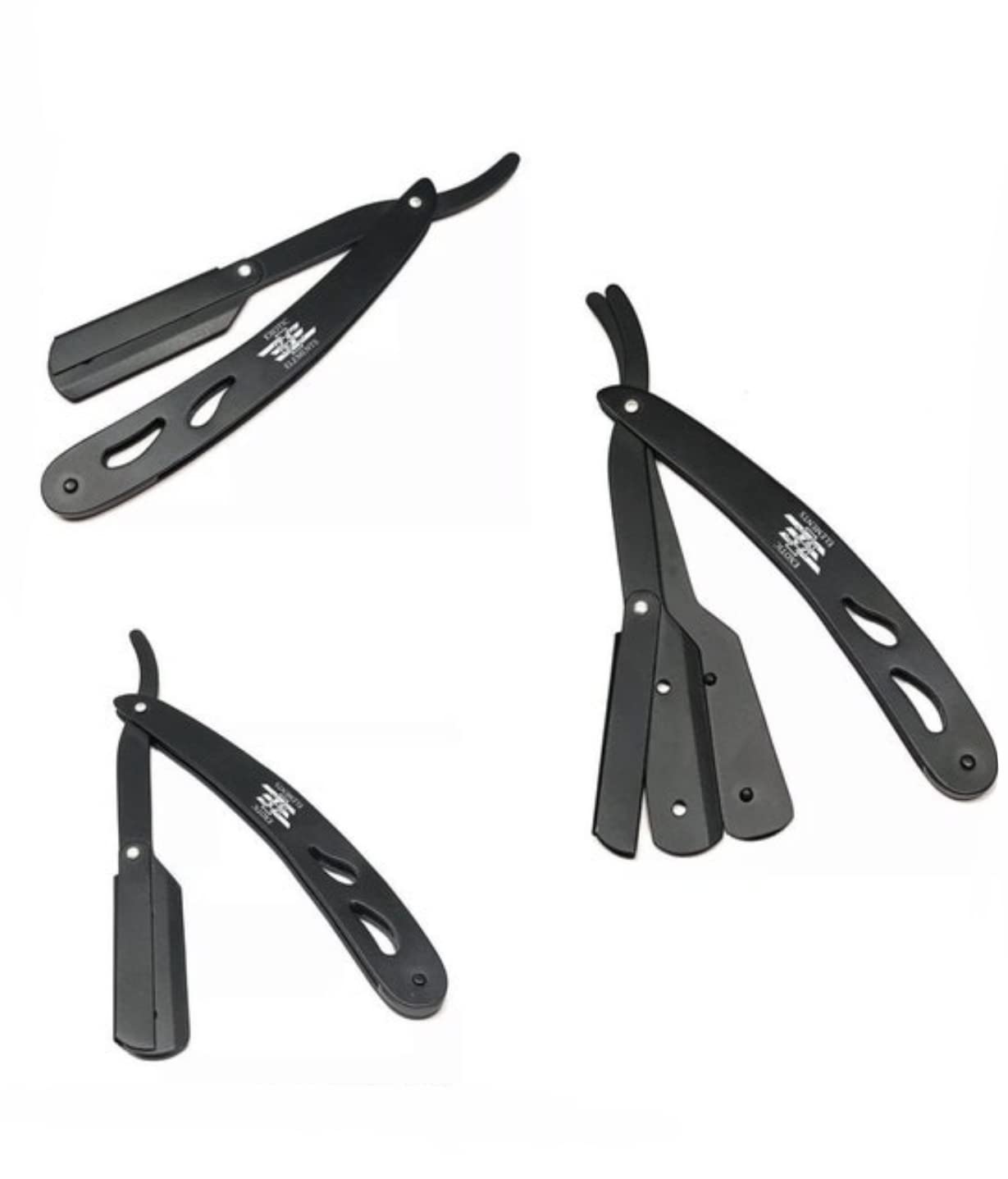 Black Unique Design Straight Edge Razor - Lightweight Barbershop Unisex Hair Shaving Razor Blade Folding Knife Cut Throat Shavette