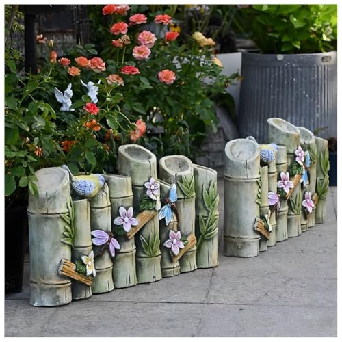 Valla Decorativa Para Jardín: Bordura Exterior De Imitación Madera Y Bambú Para Patios, Céspedes, Parterres Y Decoración De Patios Interiores.(Verde)