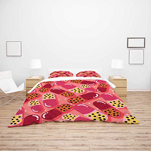Housse de couette rose CHEHONG pour lit simple sans repassage et durable - 4