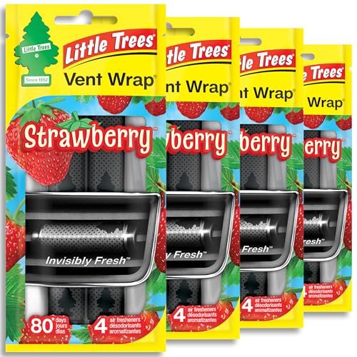 LITTLE TREES Car Air Freshener | Vent Wrap Provides Long Lasting Scent Invisibly Fresh | 16 Air Fresheners | Strawberry