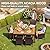 Devoko Dining 7 PCS Furniture, Patio Conversation Set with Acacia Wood Table Top, Outdoor, Beige Cushion and Brown Rattan