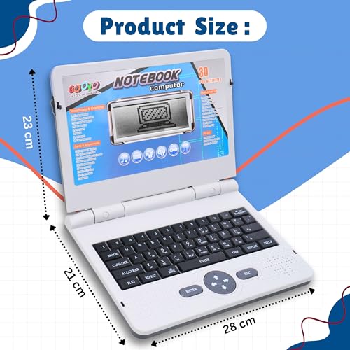 Image of Gooyo GY-1050 Plug & Play Notebook Computer Toy with 30 Fun Activities | Educational Toy Laptop for Kids | Grey | Dual Power Supply | USB Cable (Included) | 3xAA Battery (Not Included)