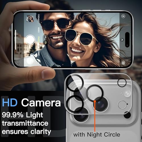 Image of (2 Pack Camera Lens Protector Tempered Glass for iPhone 17 Pro Max - Alloy Metal Cover with Tempered Glass - Scratch Resistant, Easy Installation