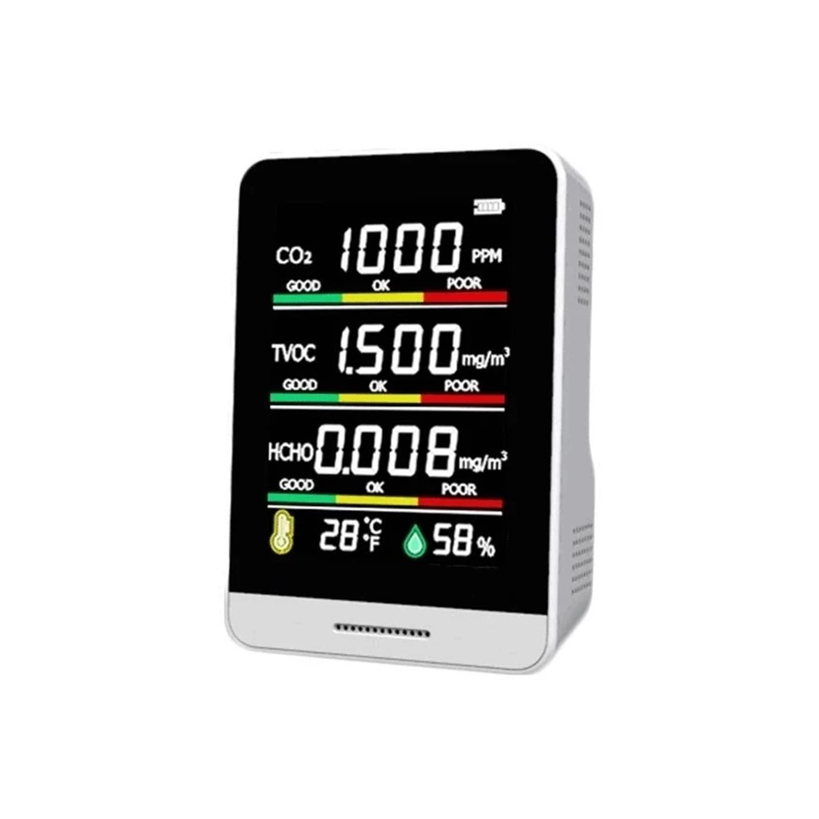 Wielofunkcyjne 5 in1 CO2 Miernik cyfrowy czujnik wilgotności temperatury Tester Jakość powietrza Monitor detektor dwutlenku węgla Do użytku laboratoryjnego(Orange Yellow)