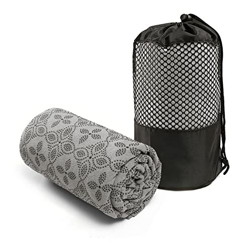 Morbuy Mikrofaser Hot Yoga Handtuch, Yoga Mat 183x63cm rutschfest Fitnesstuch Weich Atmungsaktiv Antirutsch Yogatuch Gilt für Fitness Ausbildung (183x63cm,Grau)