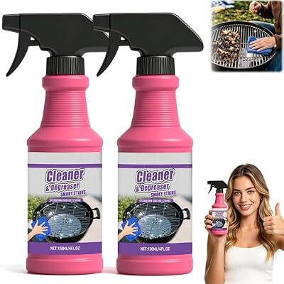 2Pcs Fast-Acting Heavy-Duty Grill Degreaser Spray, New 120 ML BBQ Heavy Duty Degreaser Grill Cleaner Spray, Powerful No-Scrub Oven & Kitchen Cleaner for Grills, Stovetops & Pans