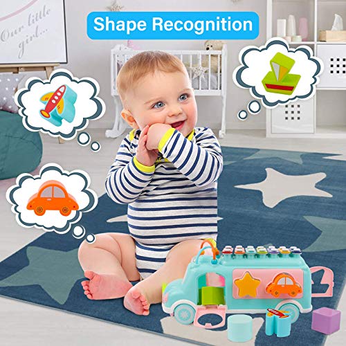 DeXop Baby Toy Xylophone 12-18 Months,Infant Musical Car with Shape Blocks,Sensory Toys for Toddlers 1-3,Educational Learning Gift for Girls and Boys,Kids Birthday Favors - Thumbnail 4