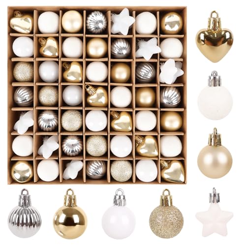 62 STK Weihnachtskugeln Klein & Sterne & Herz Set - 3cm Kunststoff...