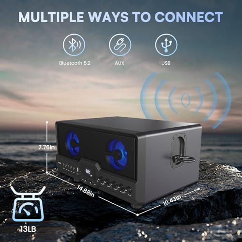 RHM L268 Karaoke Machine, Support 4 Mics, with Powerful Sound, RGB Lights, 2 Rechargeable Wireless Mics, Built-in 2 Wired Mics Ports, Support Treble & Bass Adjustment/Bluetooth/AUX/USB for Home Party - Thumbnail 6