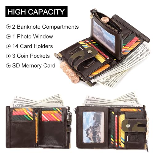 Oxford Fabric Men's Coin Purse Wallet with Metal Chain Card Slots Waterproof Zippered Pouches for Daily Use Metal Anti-Theft Chain Men's Zipper Coin Purse Waterproof Oxford Cloth Metal Anti2