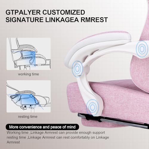 GTPLAYER Gaming Chair, Computer Office Chair with Pocket Spring Cushion, Linkage Armrests and Footrest, High Back Ergonomic Computer Chair with Lumbar Support Task Chair with Footrest