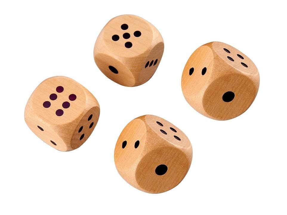 MOREL Pack of 4 Wooden Big DICE 2.5 CM with Black Color DOTS – for Playing Snake and Ladder Ludo, JHENGA, Pub Party, Picnic, Business Game, Board Game Accessories Board Game.