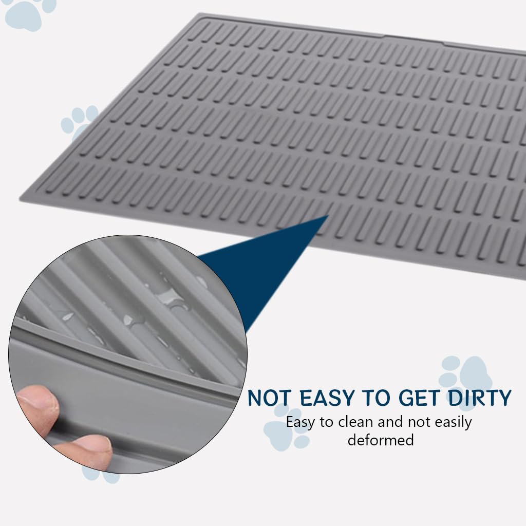Qpets® Silicone Cat Litter Mat, Anti-Slip Cat Litter Mat, Grooved Trapping Design to Contain Litter & Mess Waterproof & Easy to Clean Wipe - 24x12 Inches 4