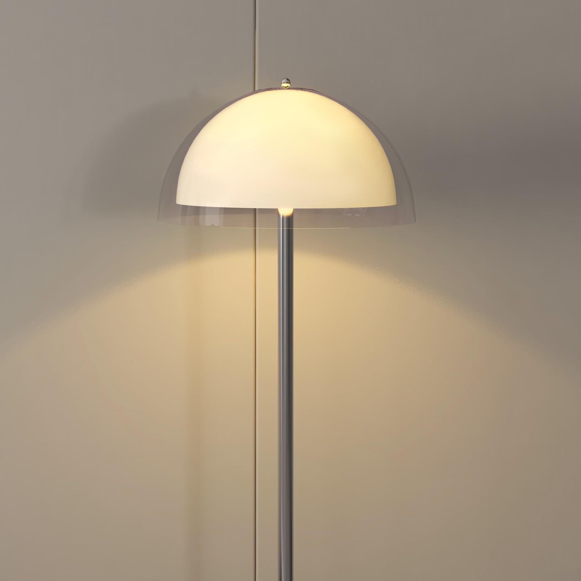 HOMCOM Lampada da Terra Moderna con Paralume a Doppio Strato, Piantana Lampada da Terra per Salotto, Camera da Letto, Soggiorno, in Metallo e Acrilico, 150cm, Bianco