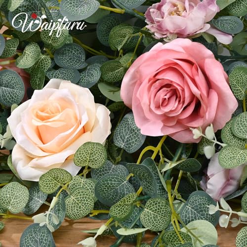 Waipfaru-885Ft-Flower-Garland-Eucalyptus-Greenery-Garland-with-Flowers-Pink-Rose-Floral-Vines-for-Wedding-Reception-Table-Mantle-Room-Spring-Summer-Decor-Pink Waipfaru 885Ft Flower Garland Eucalyptus Greenery Garland with Flowers Pink Rose Floral Vines for Wedding Reception Table Mantle Room Spring Summer Decor Pink
