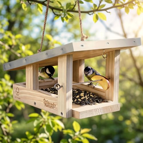 Steady Nature Vogelfutterhaus zum Aufhängen - Futterhaus für...