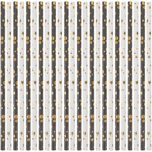 Pitillos de papel dorado desechables 100pcs 20 cm miniatura 1