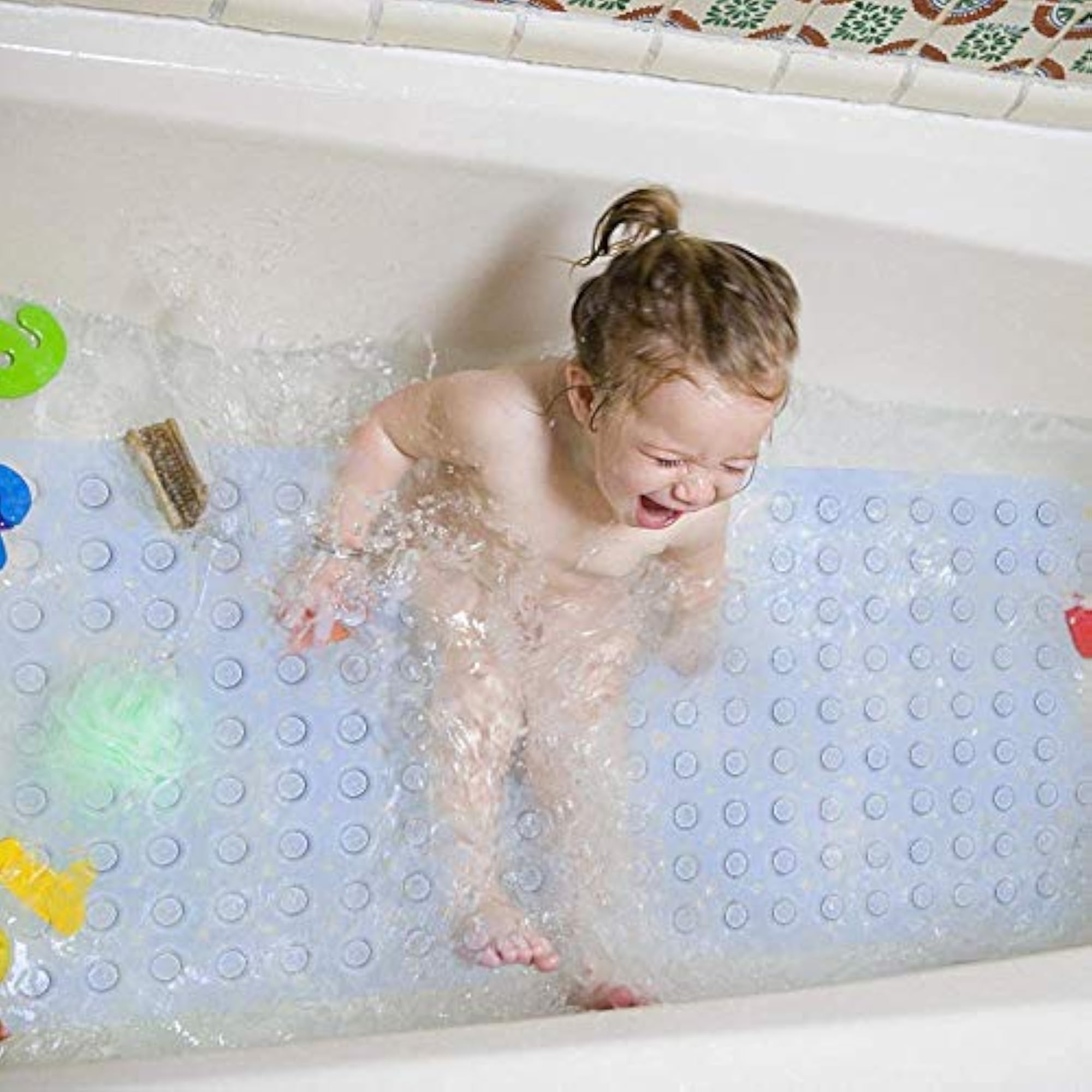 Non-Slip Bathroom Mat with Anti-Slip Suction Cups, Multi Colour