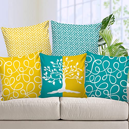 AEROHAVEN™ Set of 5 Decorative Hand Made Jute Throw/Pillow Cushion Covers - CC180 - (24 x 24 Inch)