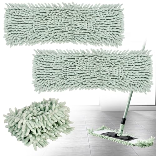 Mikrofaserbezug 2er Set, Chenille Mikrofaser Bodenwischer, Wischmoppbezug Ersatzbezug, Chenille Flachmopp, Bodenwischer Wischbezug für ideale Schmutzaufnahme, ideal für Böden wie Fliesen und Laminat