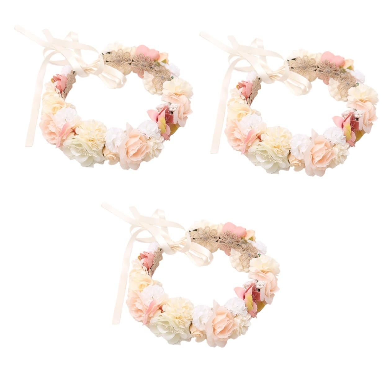 FRCOLOR 3 Pz Diadema di ghirlanda di fiori di seta fascia per ragazze di fiori diadema per ragazze hallowen hair charms Tiara cerchietti bambina Fascia per ghirlanda Acconciature da sposa