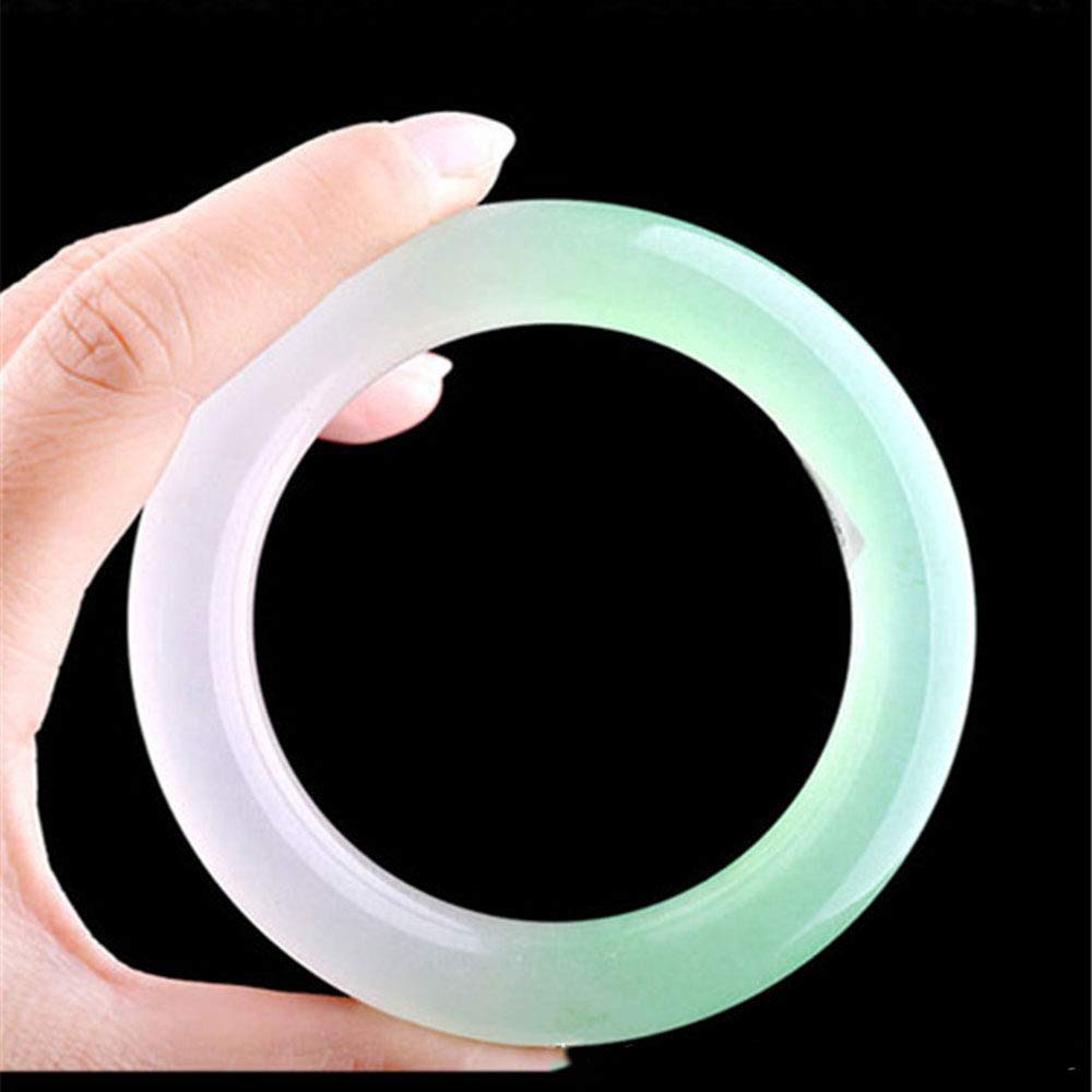 OZBMA Green Jade Bracelet, Bangle, Natural Genuine ice a Goods Fluttering Bracelet Jewelry Box Packaging,64mm (A 60mm)
