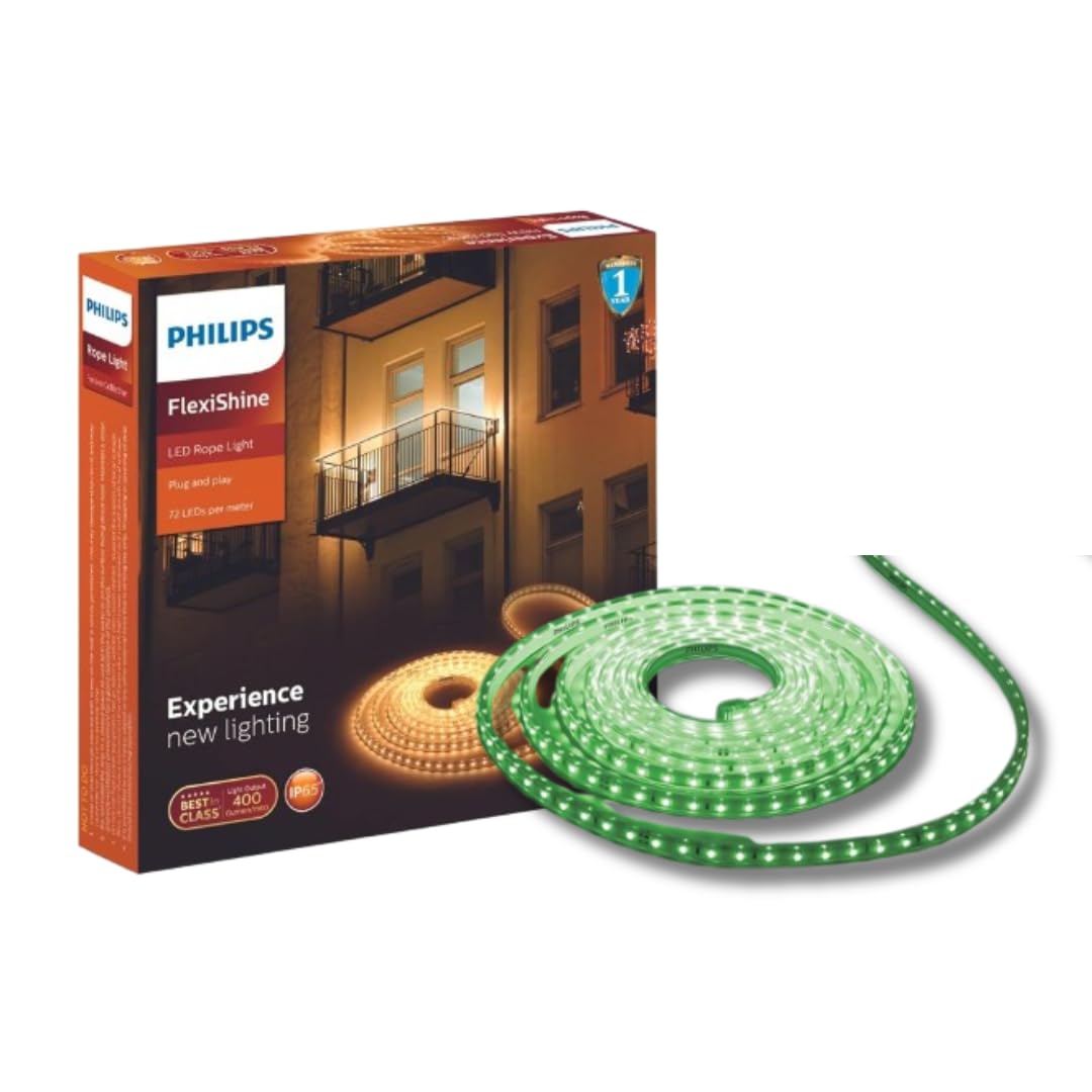 PHILIPS FlexiShine 5 Meter Plug n Play LED Rope Light (Green) - Waterproof (IP65 Rated) and Flexible-image-13