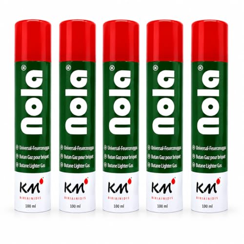 NOLA Lot de 5 bouteilles de gaz à briquet universel de 100 ml pour briquets et chalumeaux (5)