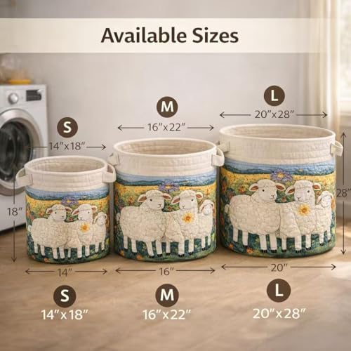 Image of Quilted Laundry Basket With Handles,boho storage basket,quilted basket