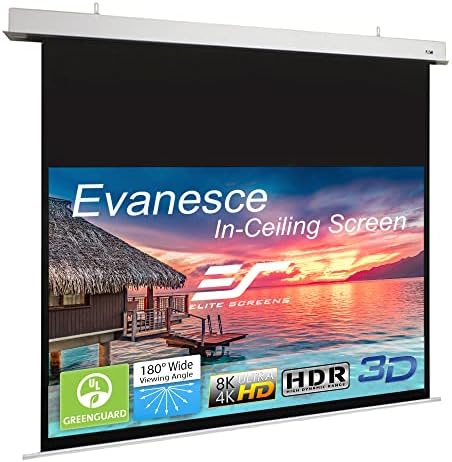 Elite Screens Evanesce, 112" 16:9, Recessed in-Ceiling Electric Projector Screen and Installation Kit, 8k/4K Ultra HD Ready, Matte White Fiberglass, Reinforced Projection Surface, IHOME112HW2-E16