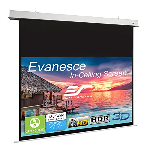 Elite Screens Evanesce, 112" 16:9, Recessed In-Ceiling Electric Projector Screen And Installation Kit, 8K/4K Ultra Hd Ready, Matte White Fiberglass, Reinforced Projection Surface, Ihome112Hw2-E16 #TOP3