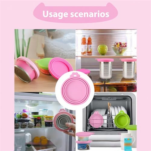 Image of 3PCS Pet Food Can Lids, Silicone Food Can Covers Set, Reusable BPA-Free and Dishwasher Safe for Dog and Cat Food Canned, Pink