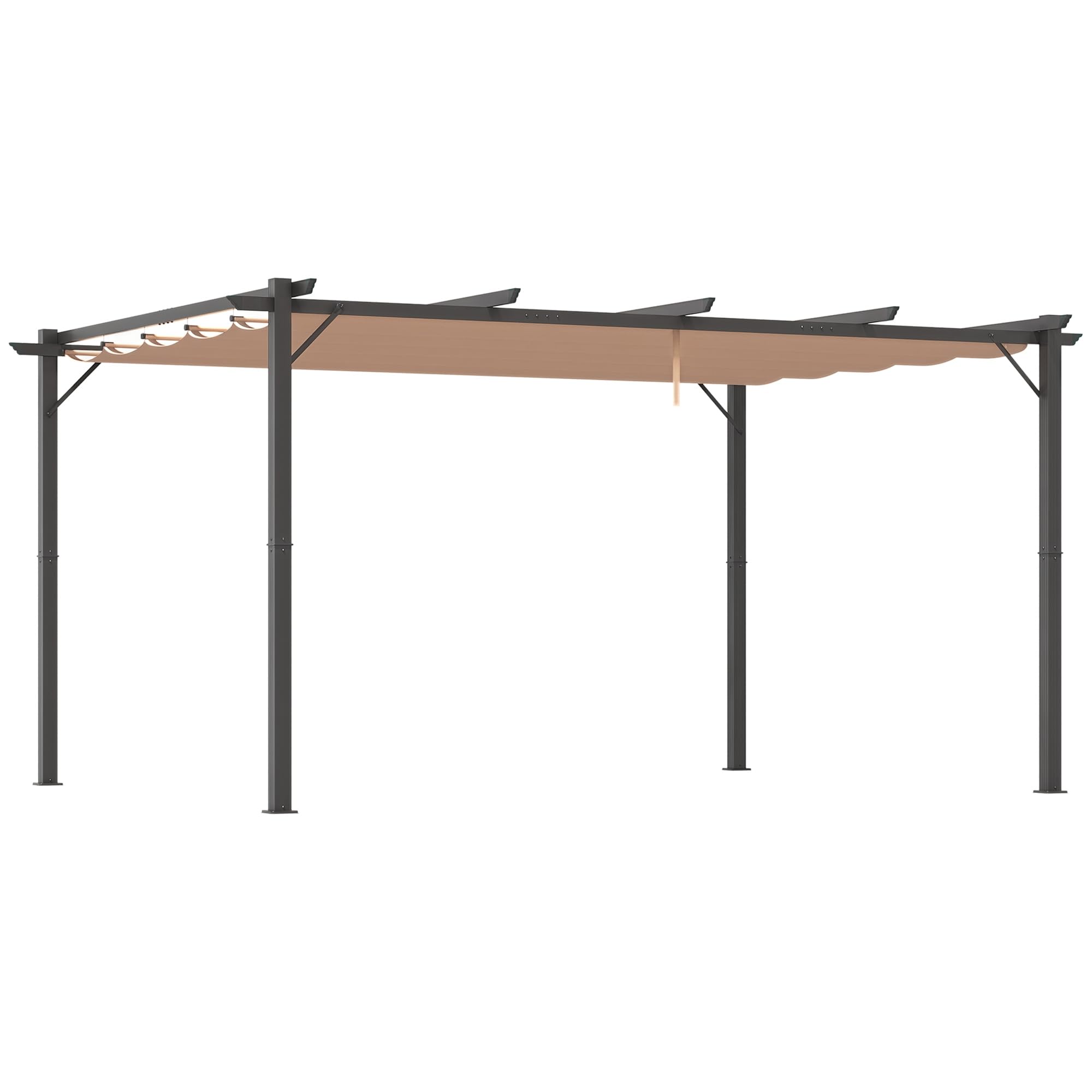 Outsunny Pergolato da Giardino 3x4m Gazebo Pergola Esterno Grigio Marrone