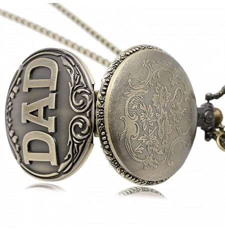 Image of AUGEN Pocket Watch Metal Keychain Dad Retro Vintage for Gifting With Key Ring Anti-Rust (Pack Of 1)