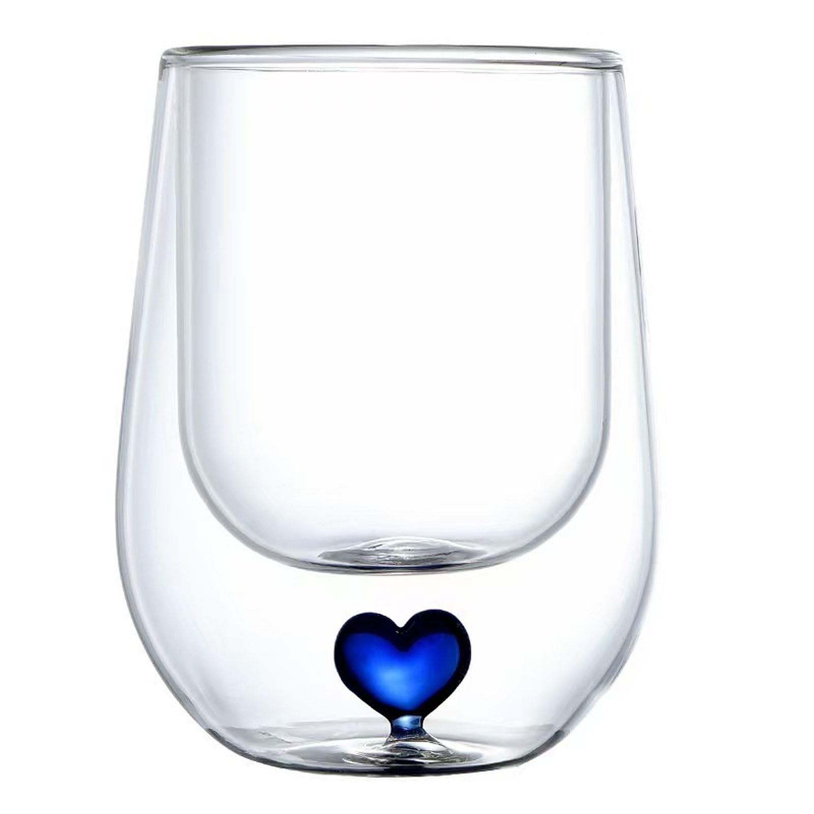 Scizorito 8.5oz Cute Love Mug,Couple cups, Double Wall Glass Coffee Glass Cup, Suitable for Valentine's Day, Mother's Day, Birthday Gifts for Girls (Blue Love)