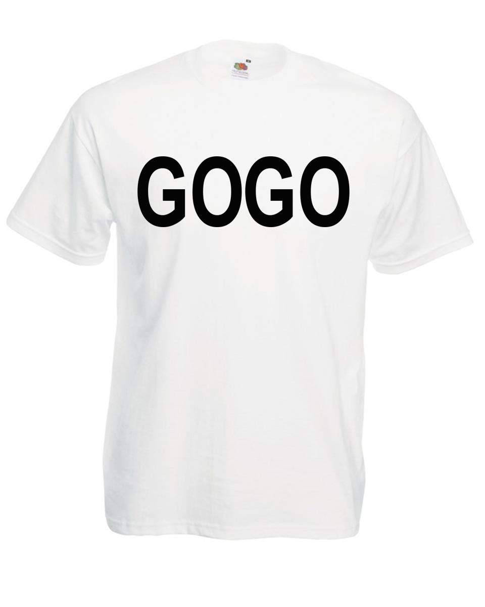 Adults Go Go 1980s No1 Pop Hits Music Song Lyrics White Unisex T-Shirt [XL]