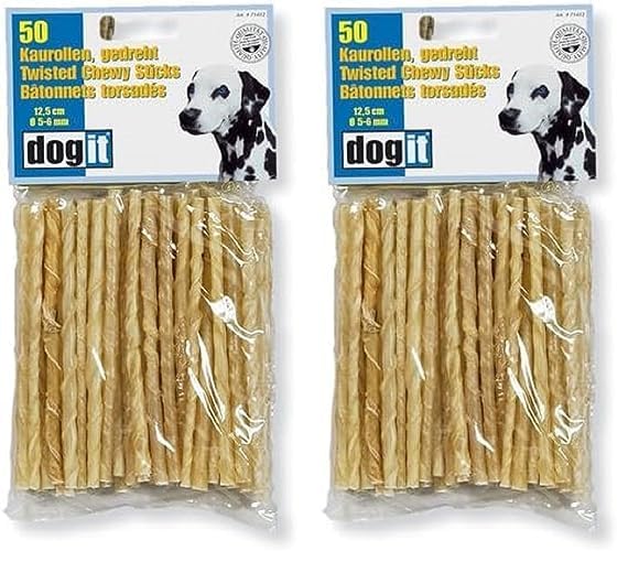 Dogit Hundesnack, Kaurollen für Hunde, gedreht, aus Rinderhaut, 12.5cm, 100er Pack